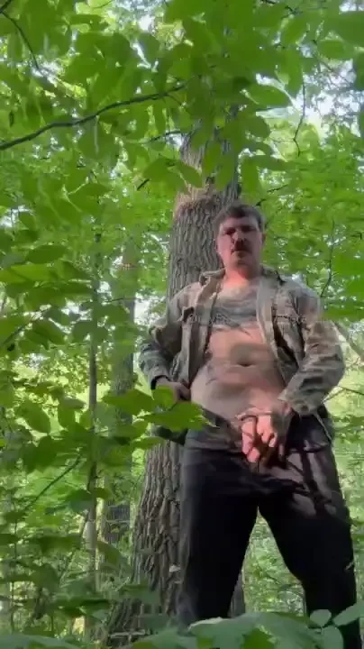 Woke up early and decided to find a spot near the cabin to jerk off 