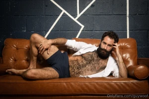 A man s natural habitat on the couch - before getting serviced by