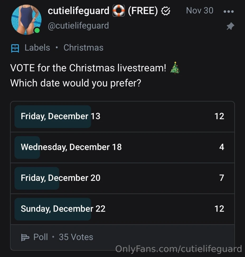 Mark your calendar according to the poll we have a tie as a result i 