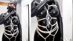 New self bondage in latex catsuit and rope i tried to show the full
