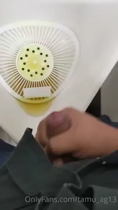 Got horny at a urinal and rubbed one out was too nervous to strip down 