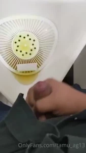 Got horny at a urinal and rubbed one out was too nervous to strip down