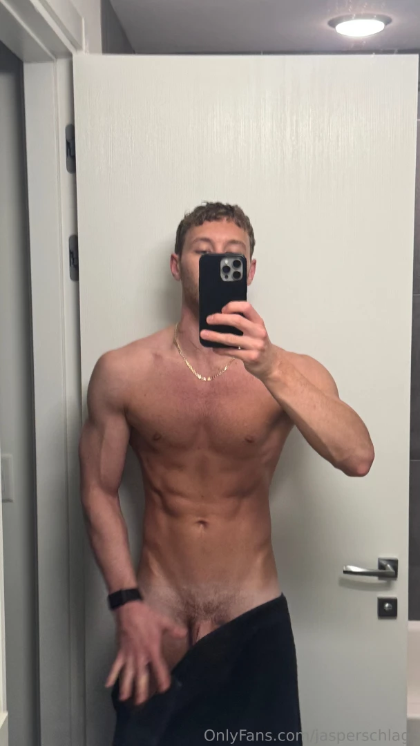 Dropping the towel to the floor 