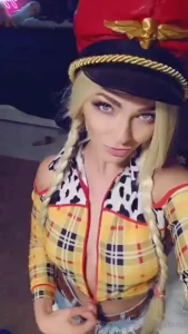 Cammy dressed up for you she also started to undress for you