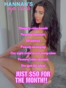 Vip list become a vip with me today and get the following for just 50