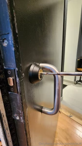 Replaced single cylinder with double cylinder deadbolt thick door kit part 6