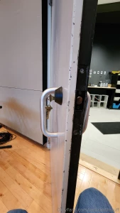 Replaced single cylinder with double cylinder deadbolt thick door kit part 9