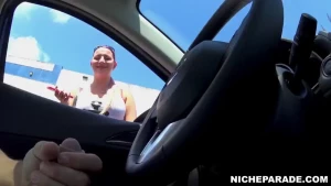 Niche parade - flashing cock at this chick on the street she takes a