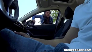 Niche parade - ebony ho in denim jacket sucks my dick for 200 in car