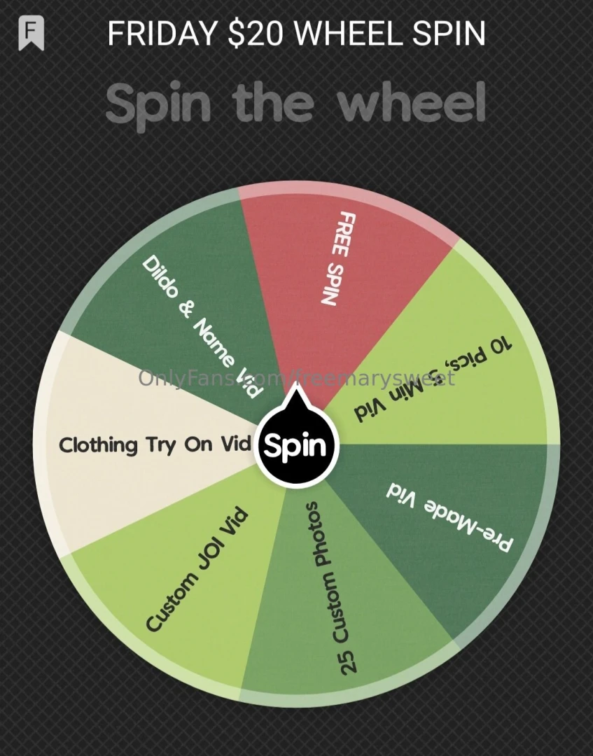 Treat yourself to the ultimate thrill spin the wheel for 20 and get a 