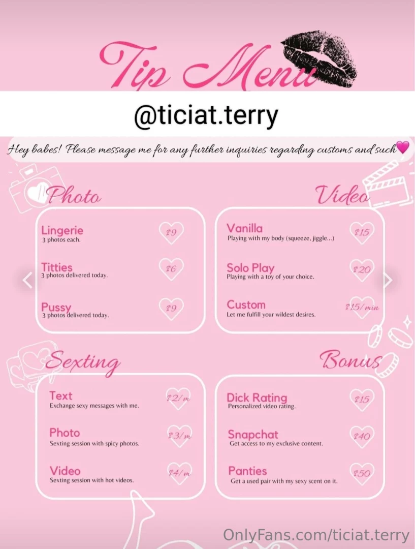 New custom content tipping menu msg me with what you would like so 