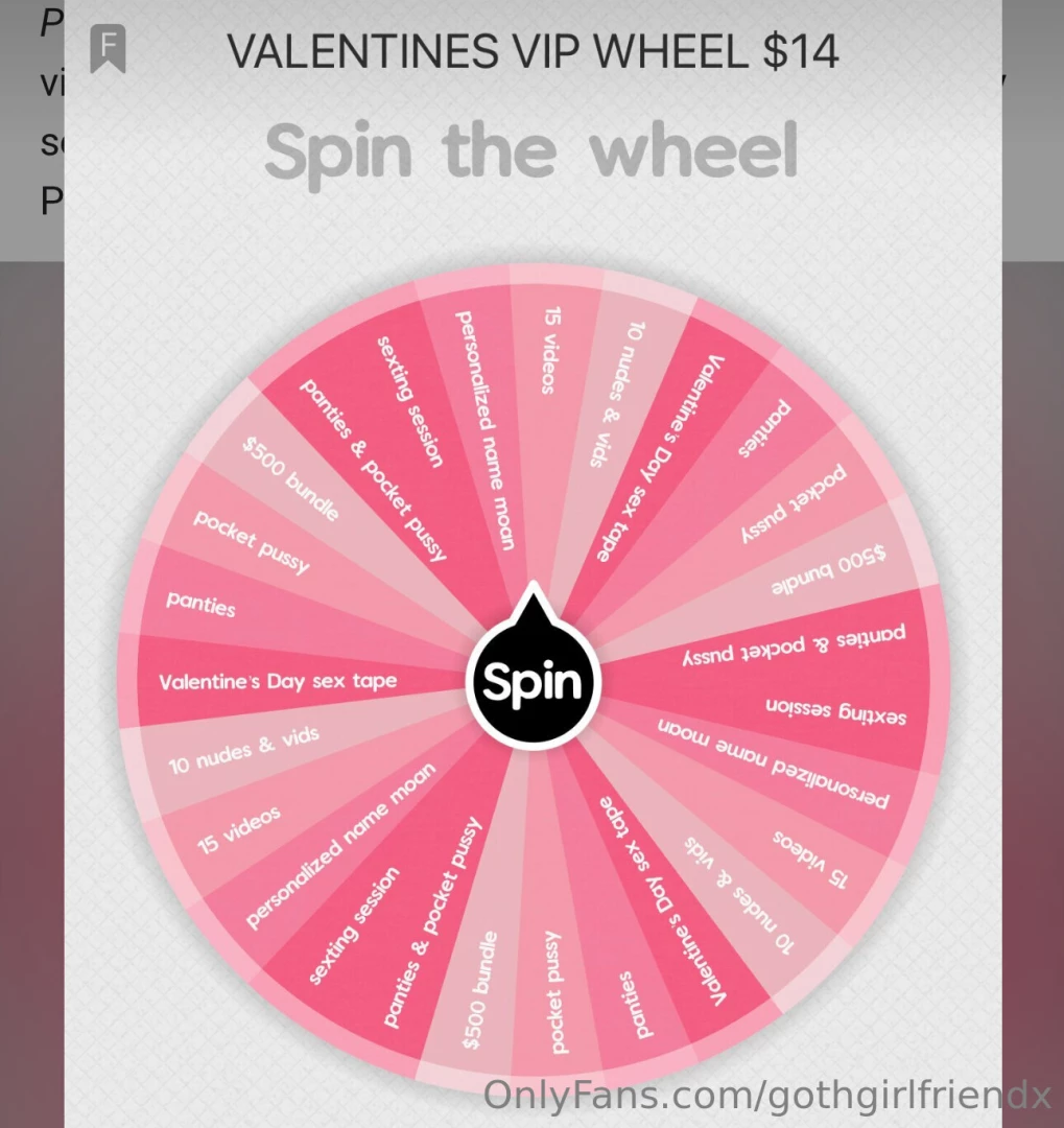 Valentine s vip wheel just 14 to spin and claim one of my naughtiest 