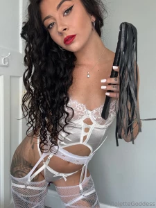 My white lingerie shows elegance my black whip commands power and my