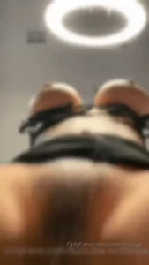 Upskirt ass spreading taking off my latex and fishnets placing my