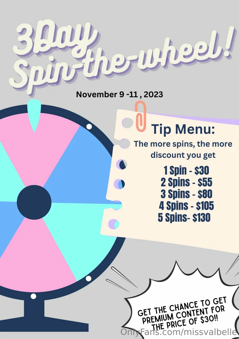 Spin the wheel i ve got a fantastic surprise for you it s a game 