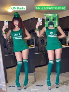 On st patricks day i had pho and dressed up in all the green outfits part 1