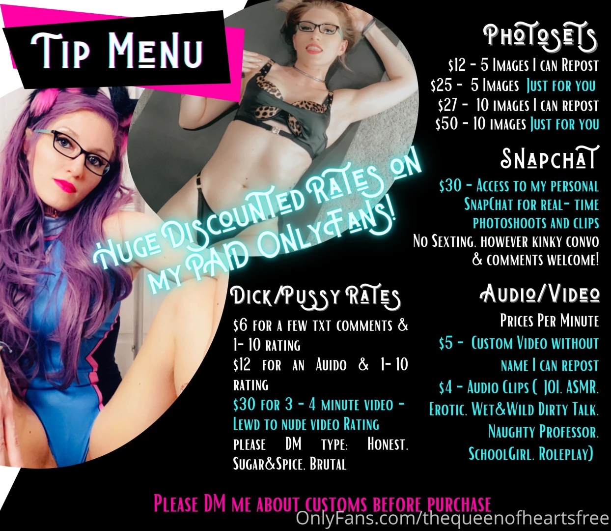 New tip menu - deep discounts on my paid onlyfans queenofkink87 all 