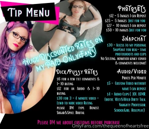 New tip menu - deep discounts on my paid onlyfans queenofkink87 all