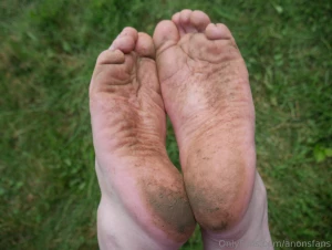 My feet before and after walking barefoot outside first time getting