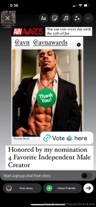 If your a fan and love my work please go drop a vote daily on avns