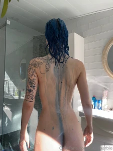 Hair washing day with blue hair looks like that