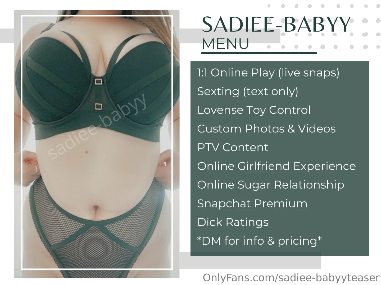 Message for menu details amp pricing 