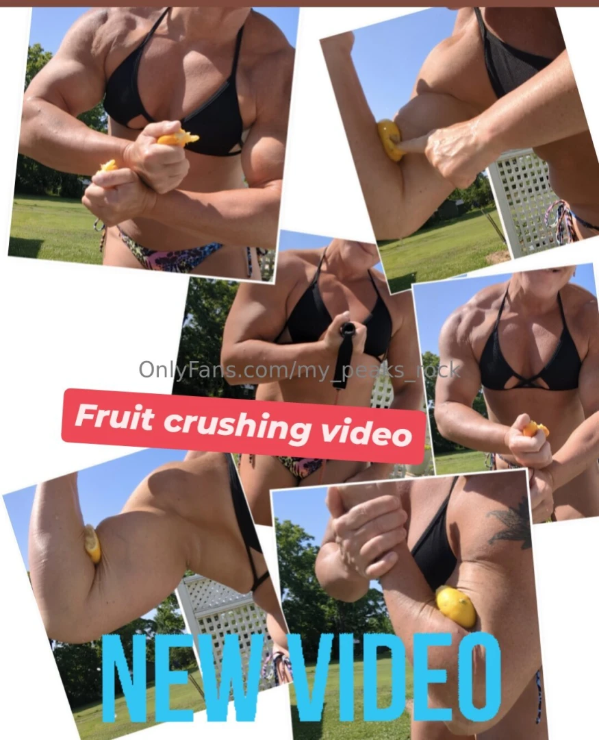 New fruit crushing video crushing fruit in my biceps fresh orange 