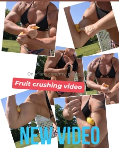 New fruit crushing video crushing fruit in my biceps fresh orange