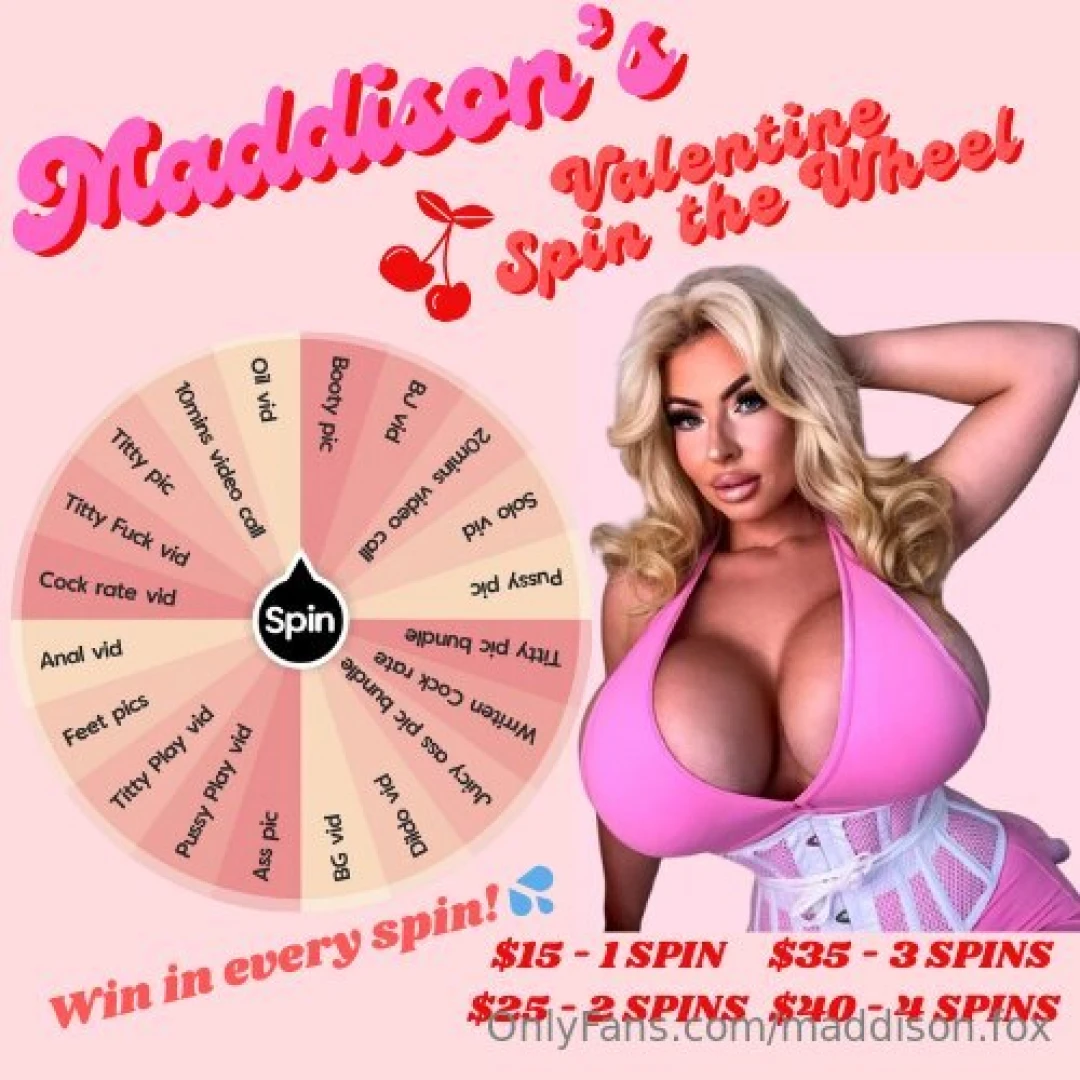 Valentine s new naughty wheel 15 - 1 spin 25 - 2 spins 35 - 3 spins 40 