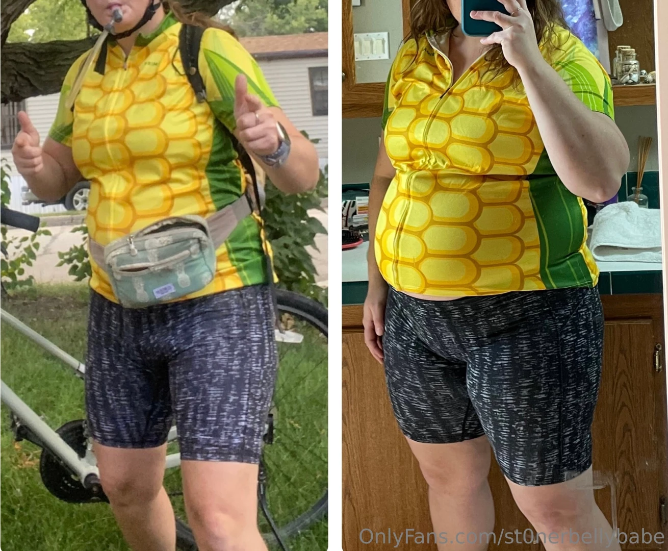 Biker ate a little too much corn in the off-season 