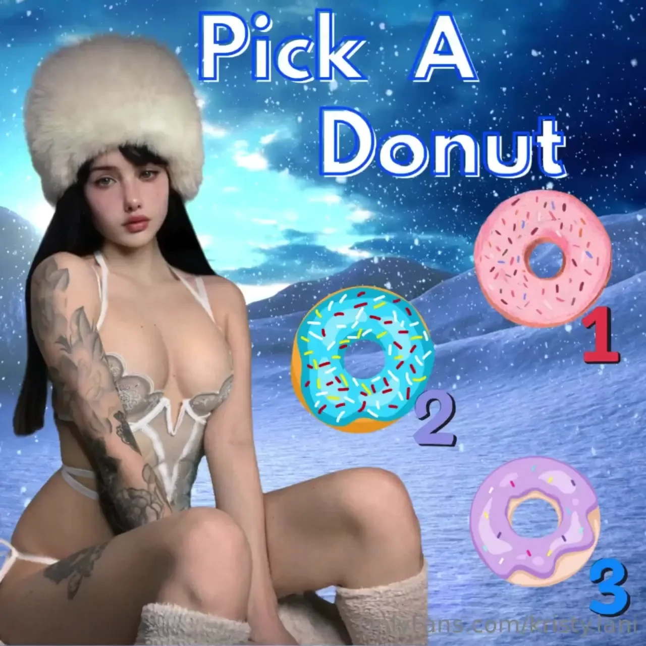 Game time pick a donut it s winter time and i just love to eat sweet 