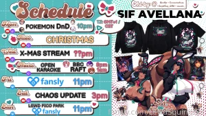 Schedule dec 23-29 gmt 1 m- pkm dnd w - x-mas stream th - open vtuber