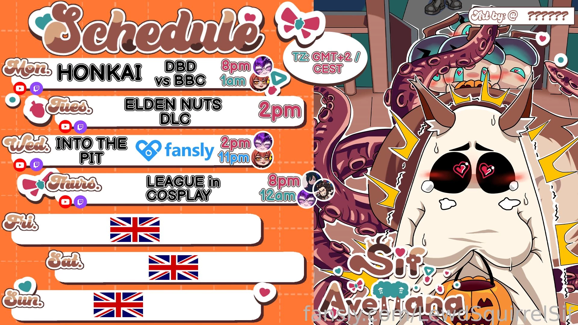 Schedule okt 7-13 gmt 2 m - hsr bbc dbd t - elden nuts w - into the 