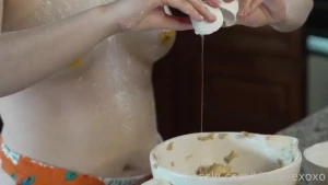 Getting messy in the kitchen and masturbating on the counter i get