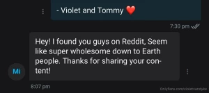 A couple recent reviews of my premium page violetandtommyvip there s a part 1