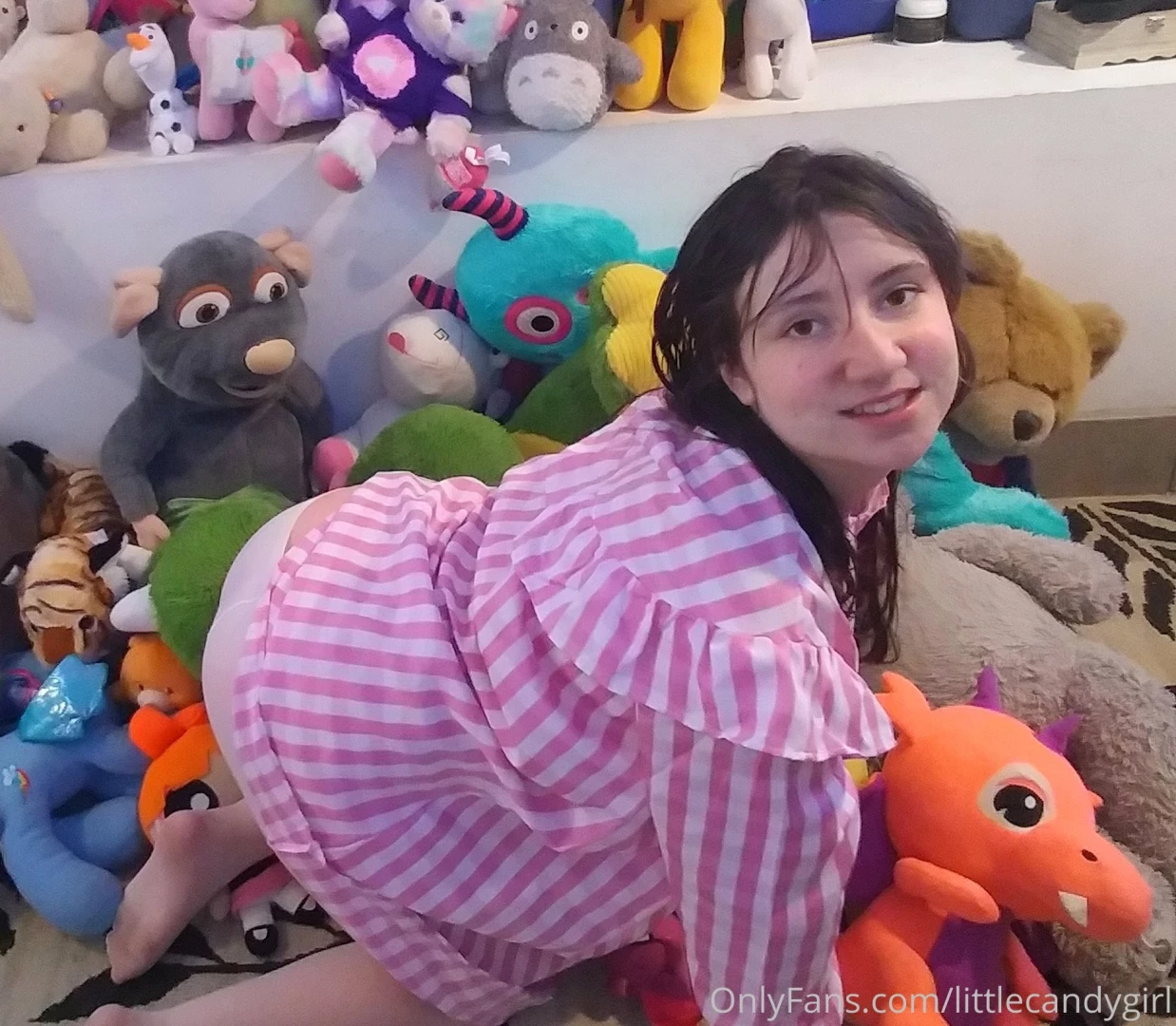I love rolling around on the floor with my stuffies good thing i m 