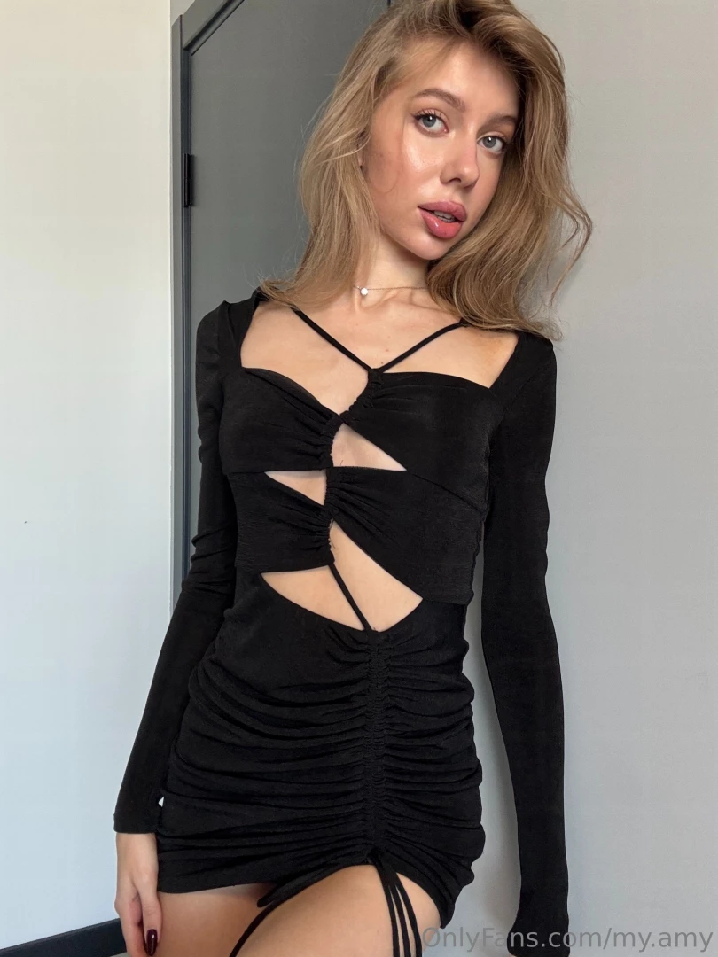 Gorgeous lady in a little black dress with nothing underneath you have 