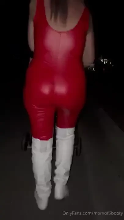 Halloween around our neighborhood i wore a red tight jumpsuit white 