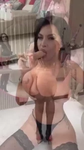 Nasty sloppy blowjob lots of spit dripping on my tits and hard cumming part 1