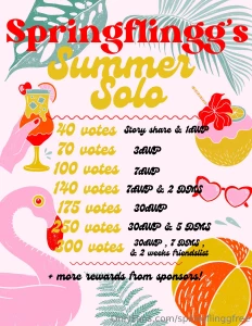 Springflingg s summer solo 3 day rounds start immediately after entry