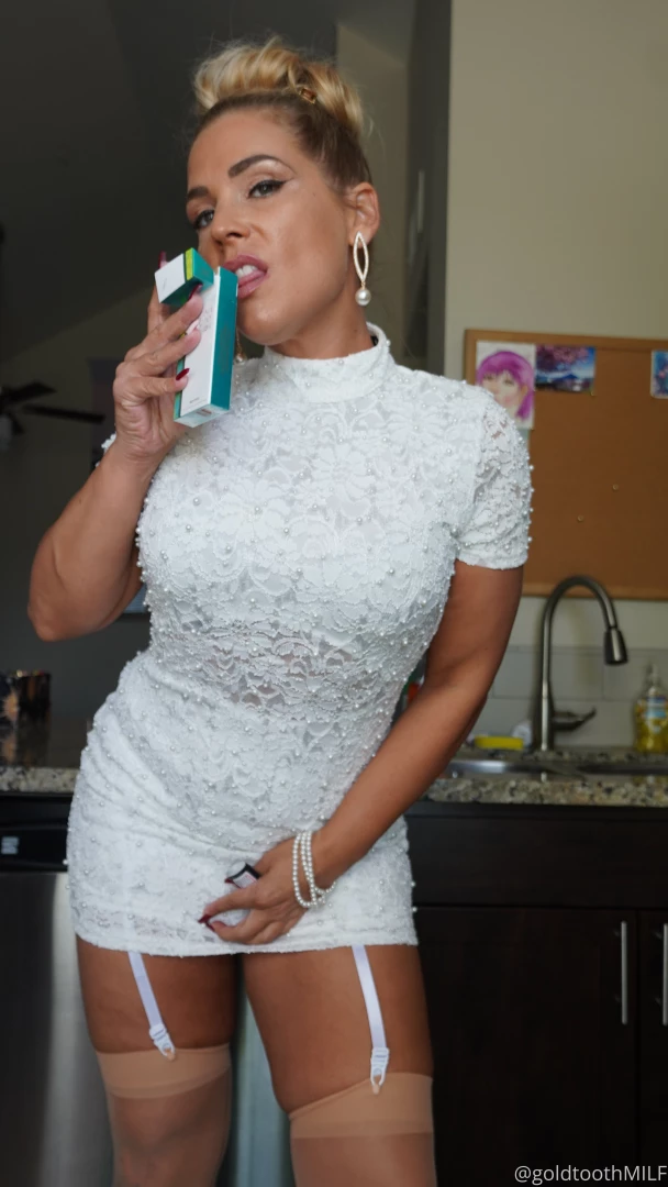 Hd smokingfetish milf in a whitedress w thighhighs and a garter part 2 