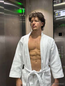 Elevator selfies hit different when the robe s barely hanging on