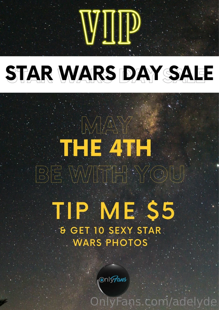Happy star wars day tip me 5 on any post and receive 10 sexy star wars part 1 