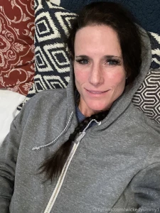 In my hoodie trying to be snuggled up and feeling better