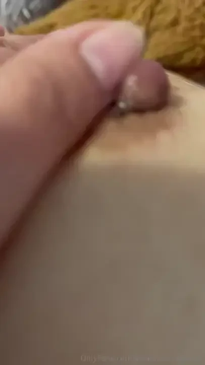 Rubbing cum onto my breast 