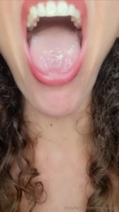 Extreme wet and shiny tongue drooling