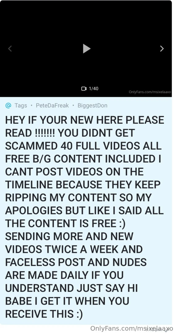 Proof 1 free videos sent for today check your messages 