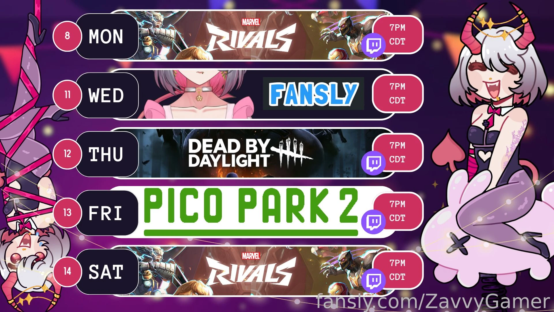 I rarely post any schedules but here you go on wednesday we ll be 