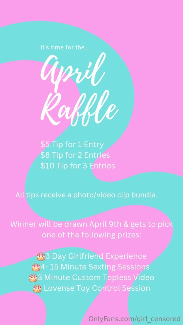 It s time for the april raffle i may have had a little too much fun 