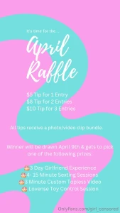 It s time for the april raffle i may have had a little too much fun